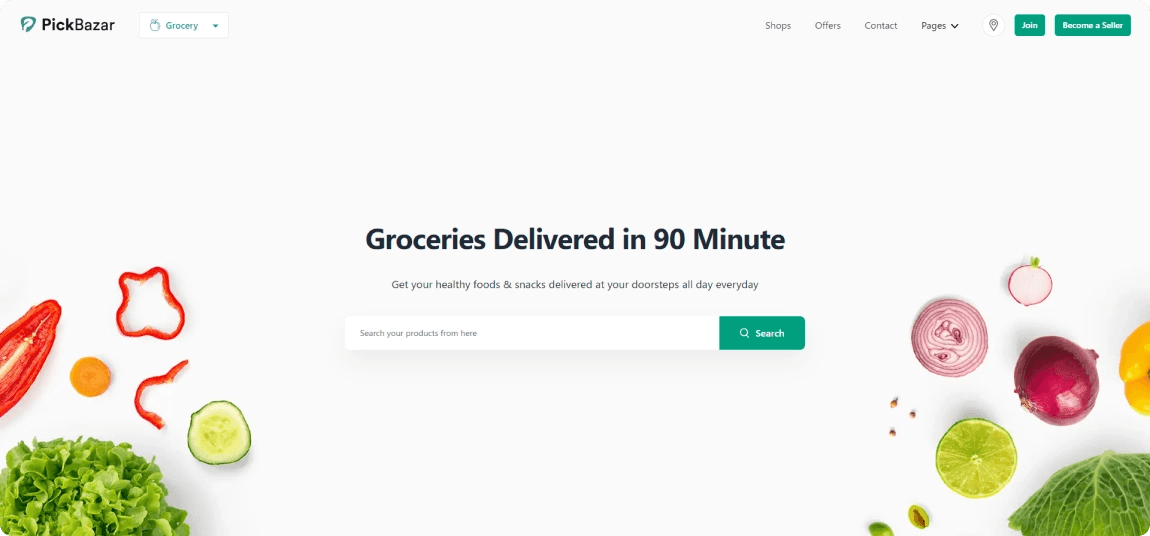 PickBazar: قالب موقع تجارة إلكترونية سريع ومتعدد الاستخدامات مبني بتقنيات React وNext.js - CODEVAY